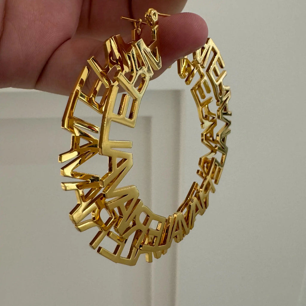 Pendientes Personalizados con Nombre - Baño de Oro 18K sobre Acero Inoxidable