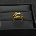 Anillos Pareja Personalizados Doble Nombre Acero Inoxidable Oro | Boda Ajustables