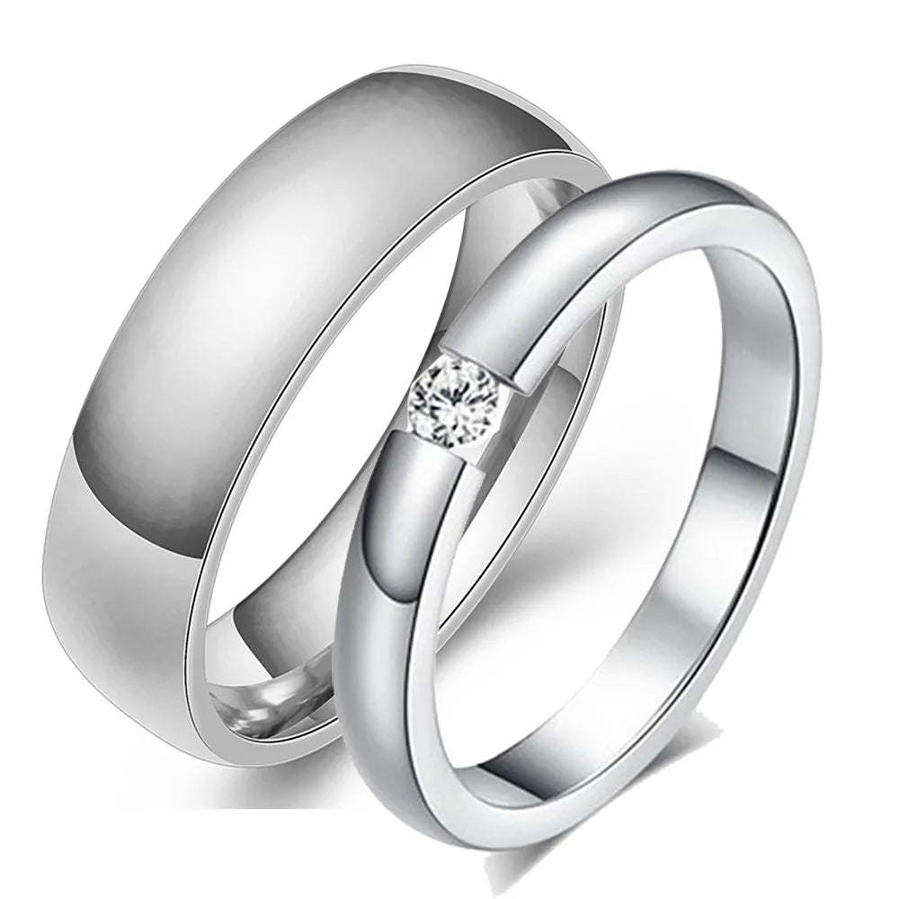 Alianzas Boda Oro Acero Inoxidable Pareja | Compromiso Aniversario