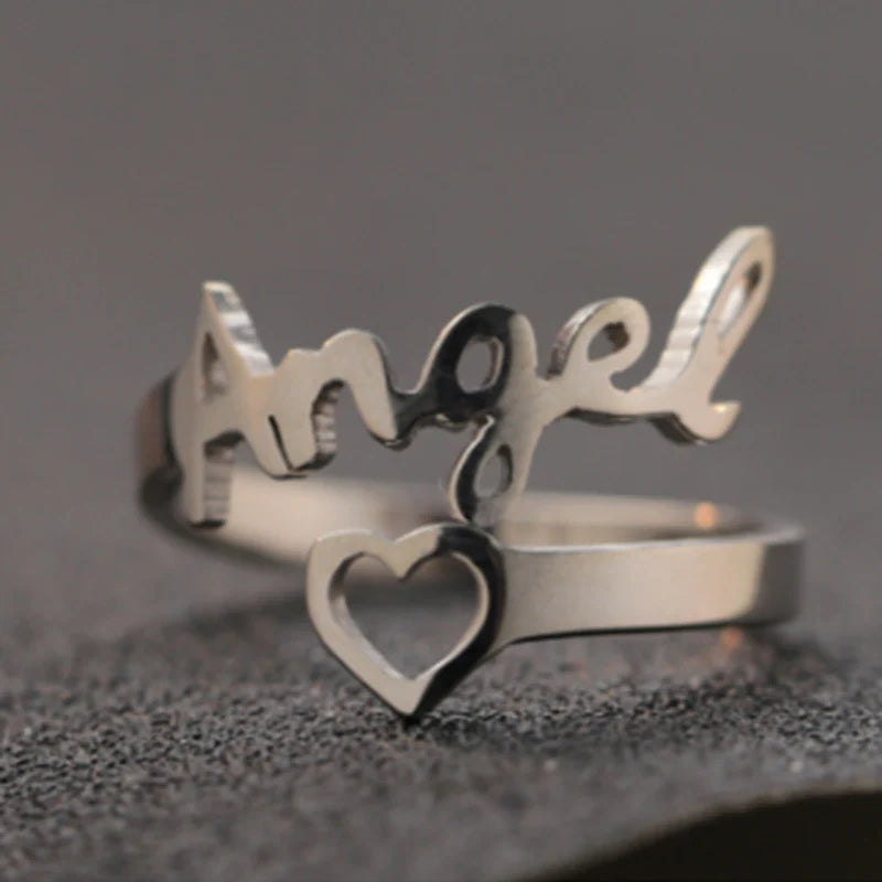 Anillos Pareja Personalizados Doble Nombre Acero Inoxidable Oro | Boda Ajustables