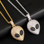 Colgante Alien Head - Collar Hip Hop en Oro y Circón