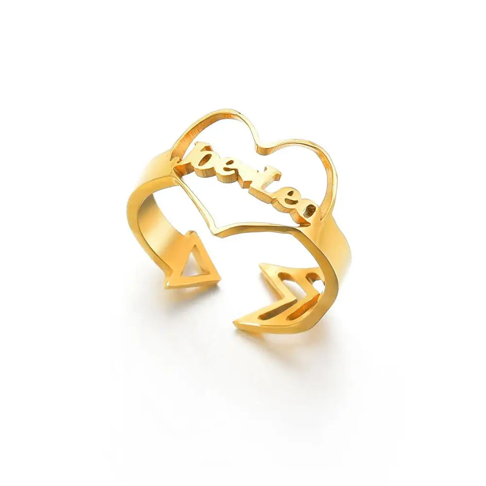 Anillos Pareja Personalizados Doble Nombre Acero Inoxidable Oro | Boda Ajustables