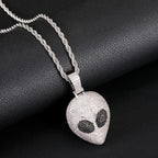 Colgante Alien Head - Collar Hip Hop en Oro y Circón