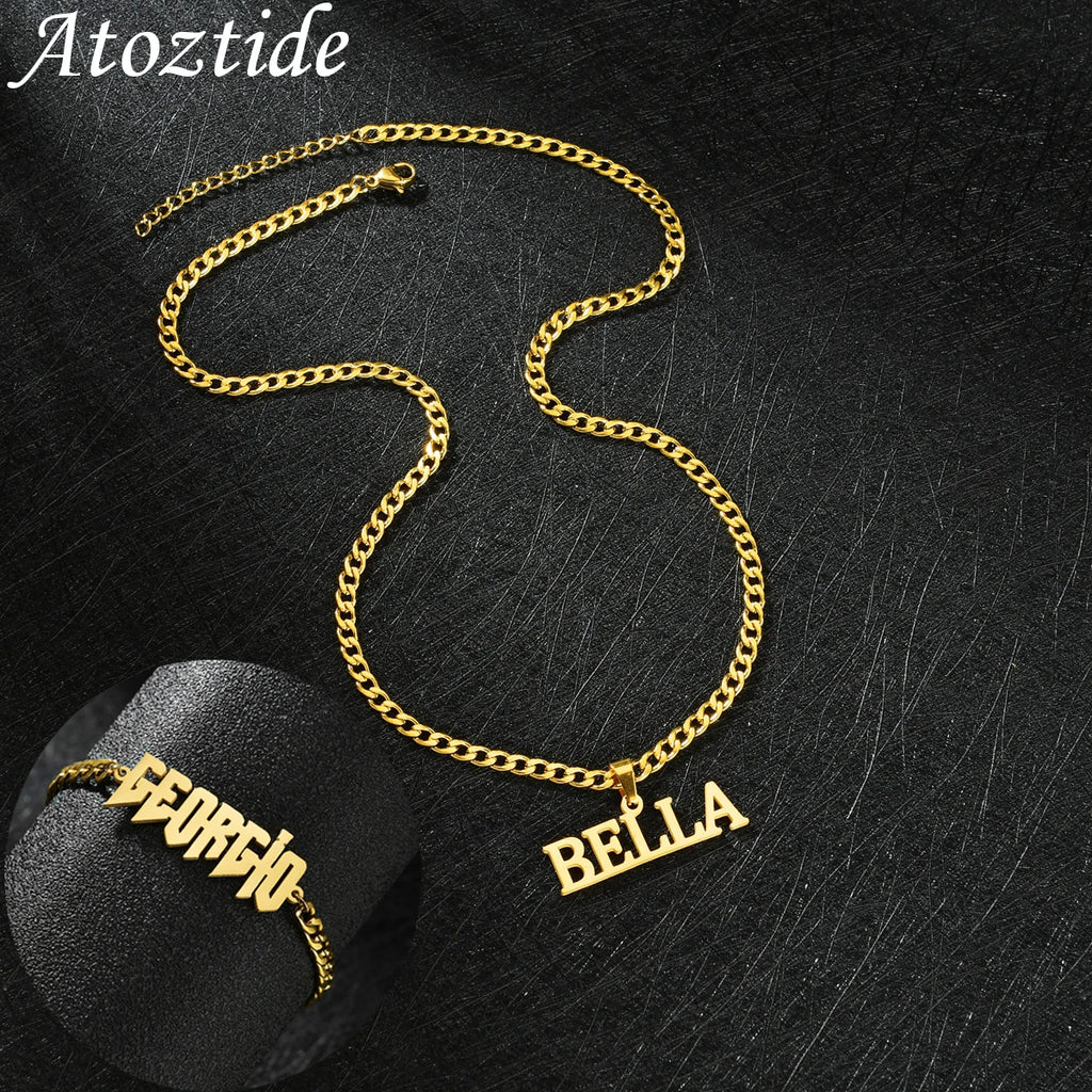 Conjunto Collar y Pulsera Cadena Cubana 5mm Acero Inoxidable Oro | Detalles con Alma