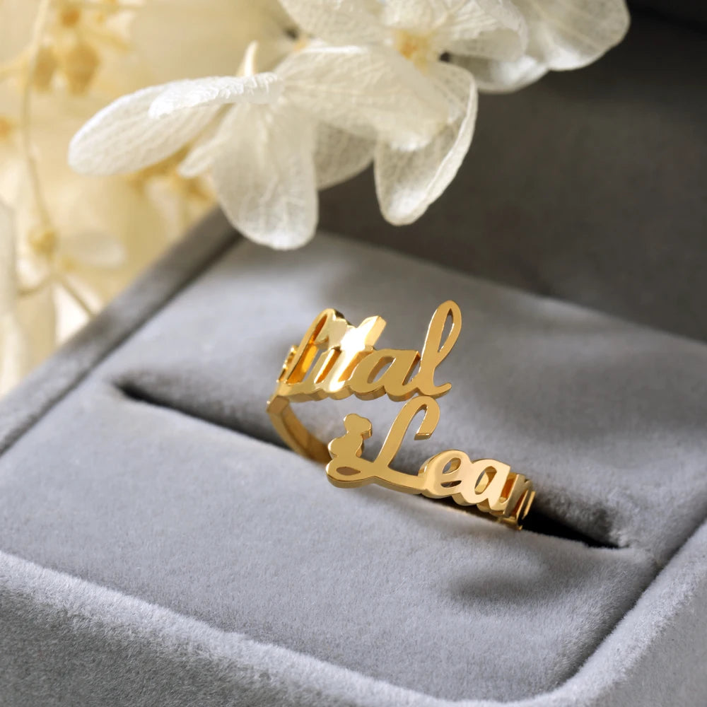 Anillo Personalizado con Nombre - Acero Inoxidable Bañado en Oro