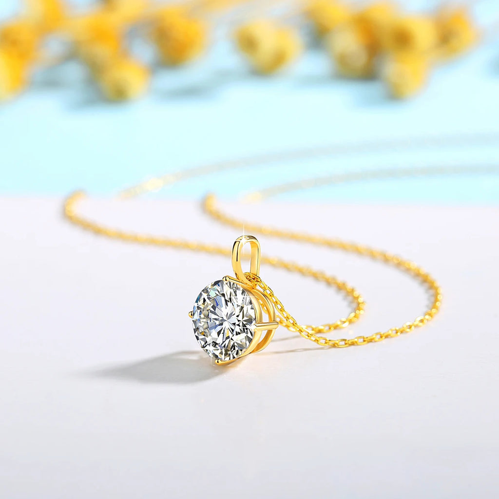 Collar Moissanita Oro 14K Certificado 0.5-3CT | Compromiso Lujo Mujer