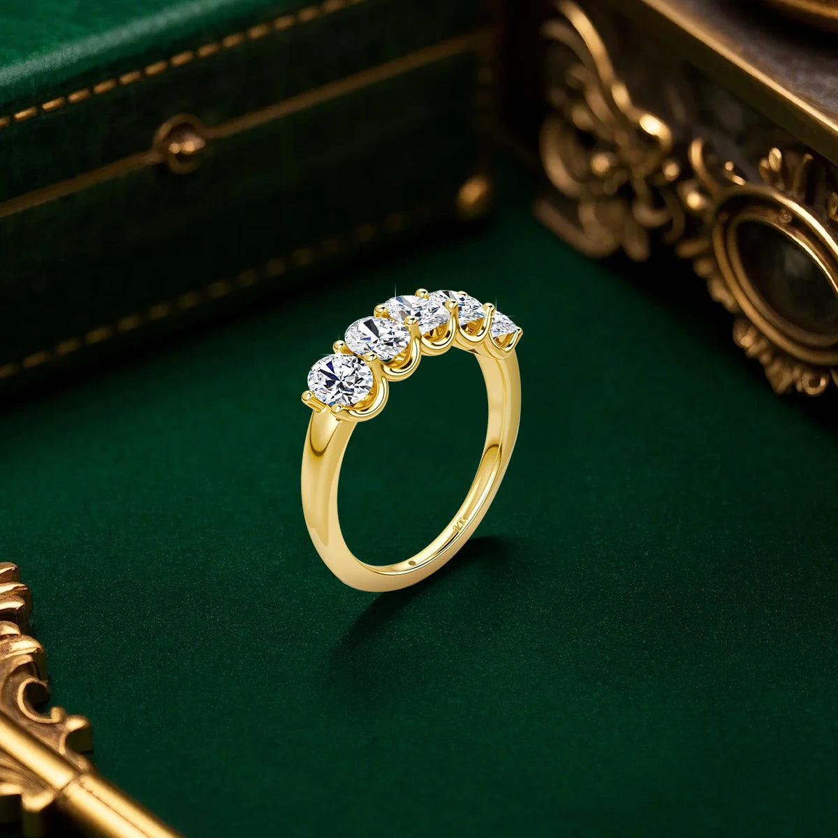 Anillo Compromiso Ovalado Oro 14K Moissanita Certificado | Lujo Mujer