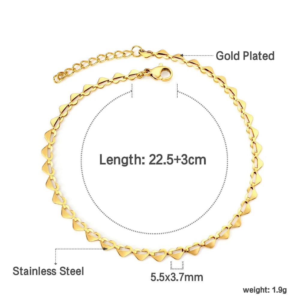 Tobillera Trébol 4 Hojas Acero Inoxidable Oro | Joyería Playa Verano