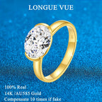 Anillo Moissanita 3CT Oro 14K Ovalado VVS1 Mujer | Compromiso Certificado