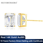 Aros Moissanita Oro 14K Corte Esmeralda Mujer | Compromiso Lujo Certificado