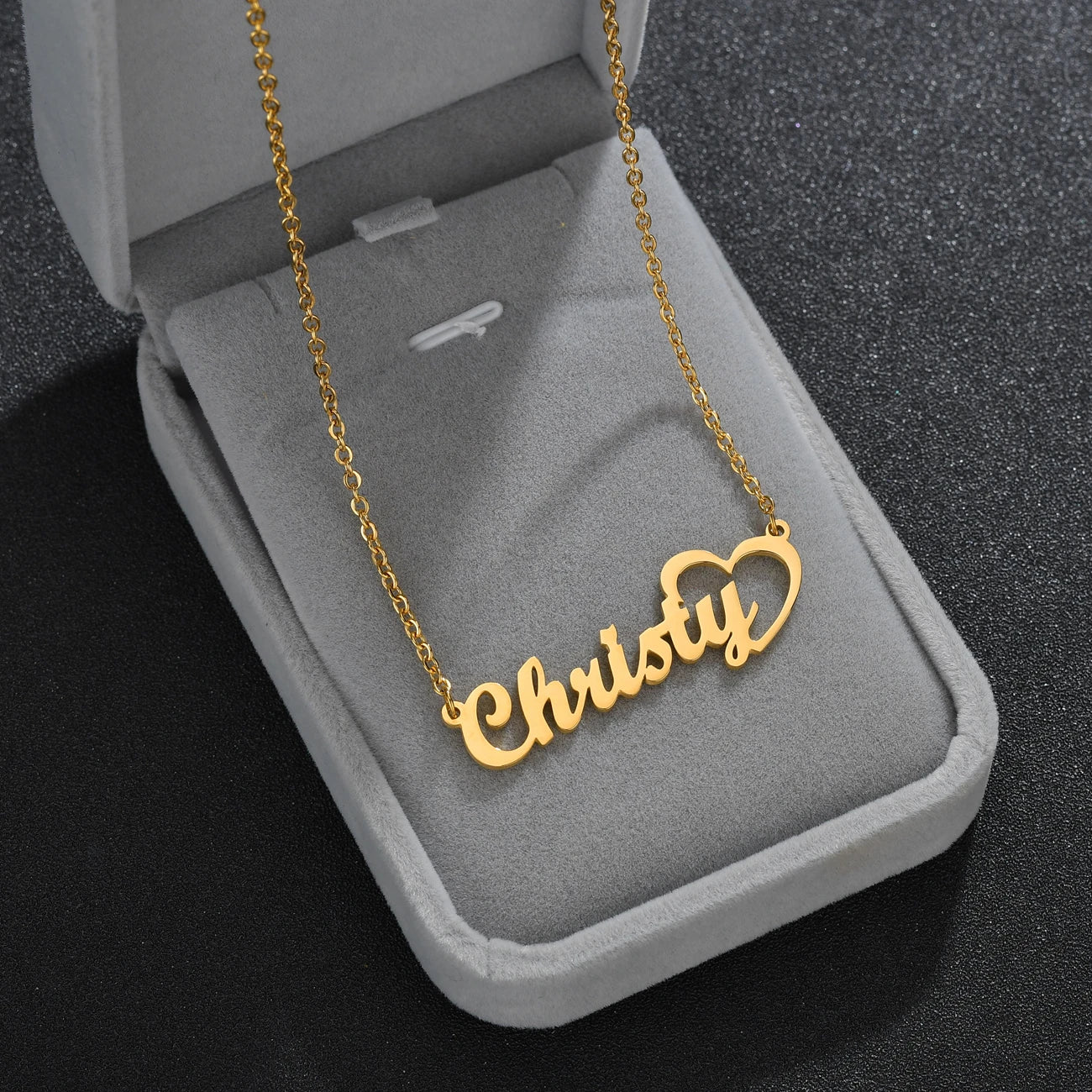 Collar Personalizado con Nombre y Corazón - Acero Inoxidable Premium
