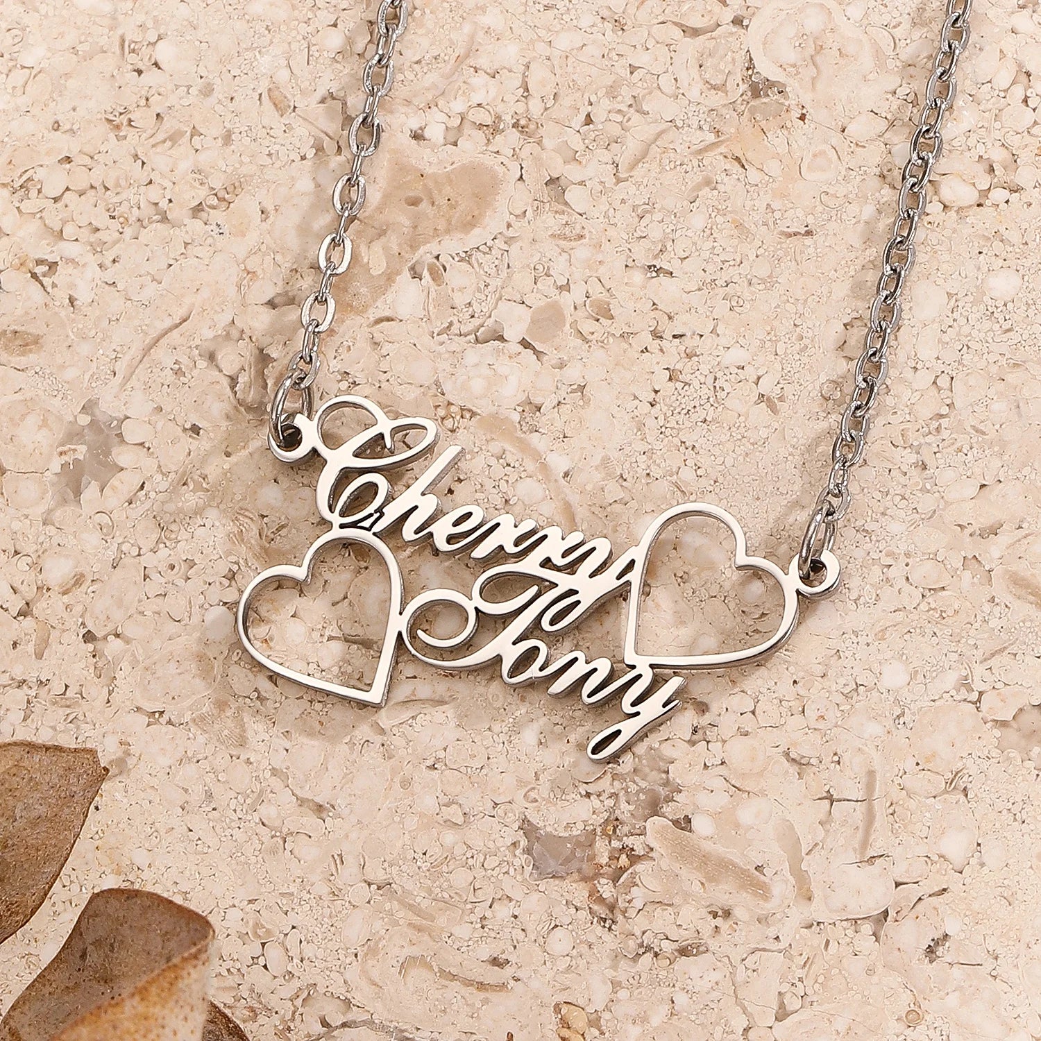 Collar Corazón Doble Personalizado Dos Nombres Acero Inoxidable | Esencia Única