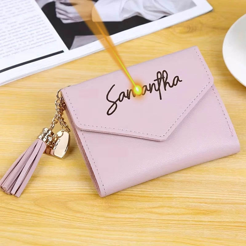 Billetera Cuero Genuino Personalizada con Nombre Mujer | Detalles con Alma