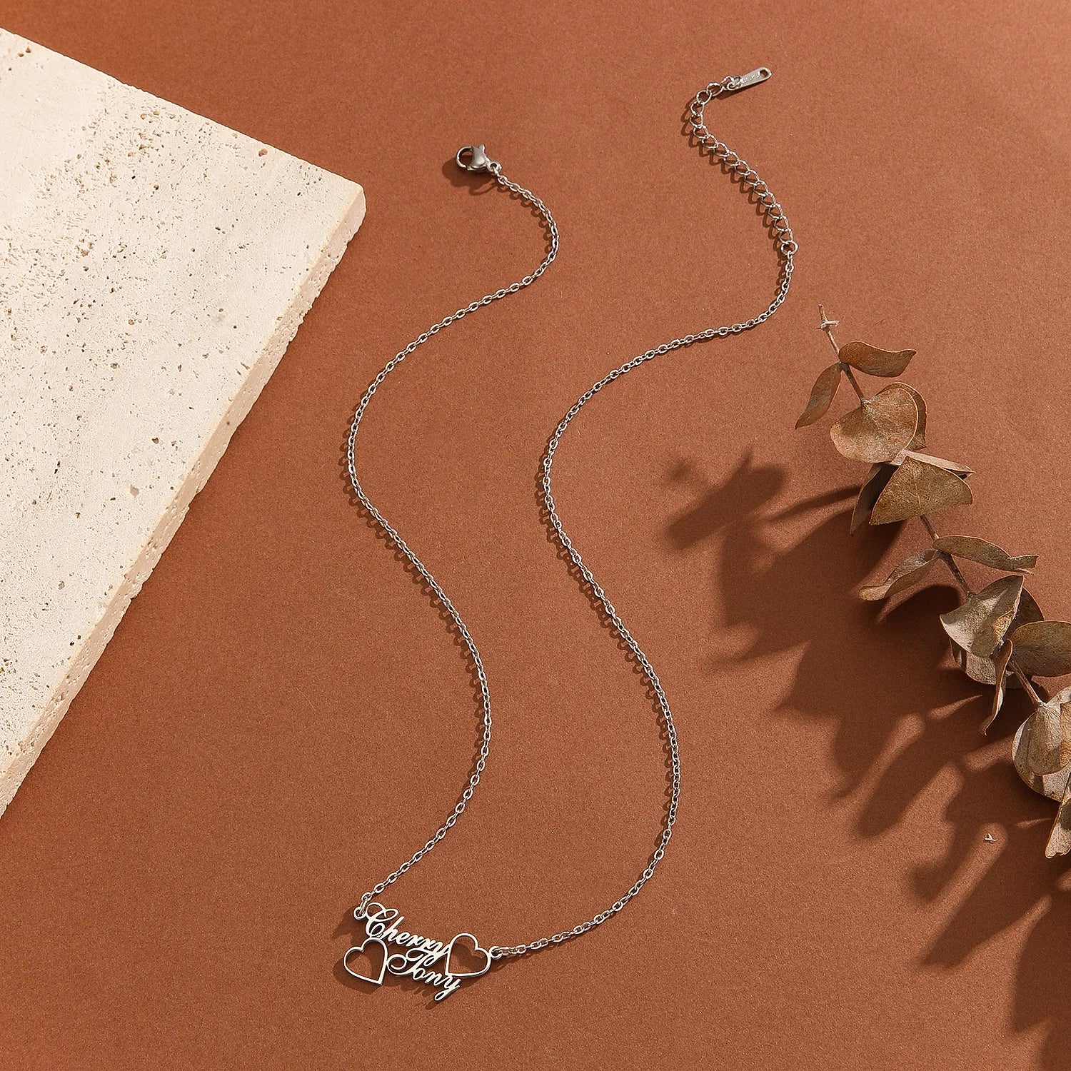 Collar Corazón Doble Personalizado Dos Nombres Acero Inoxidable | Esencia Única