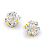 Pendientes Moissanita Corte Lágrima Oro 14K | Flores Lujo Mujer