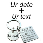 Llavero Calendario Personalizado - Fecha Grabada a Mano con Corazón
