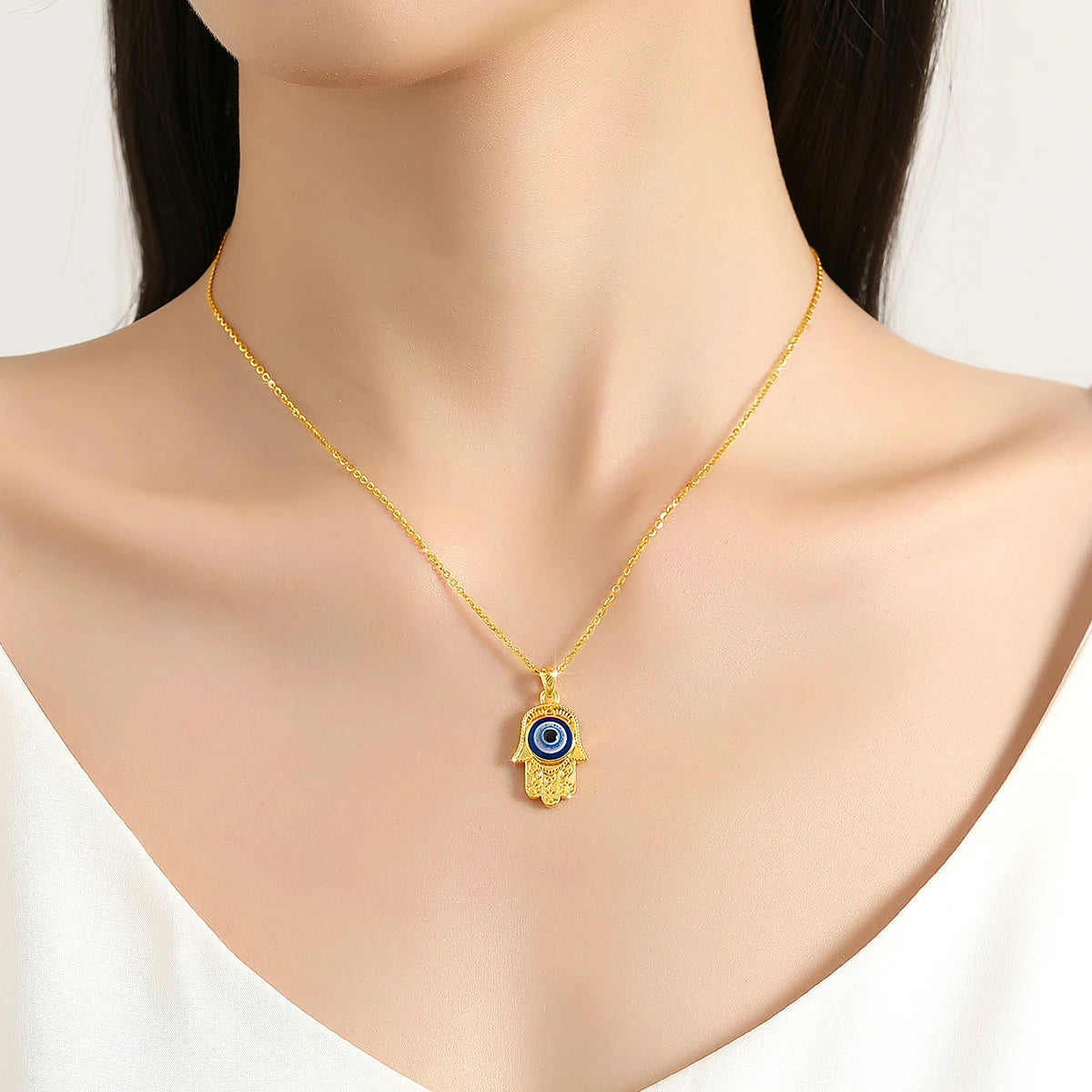 Collar Mal de Ojo Oro 18K Certificado AU750 | Joyería Lujo Protección Mujer