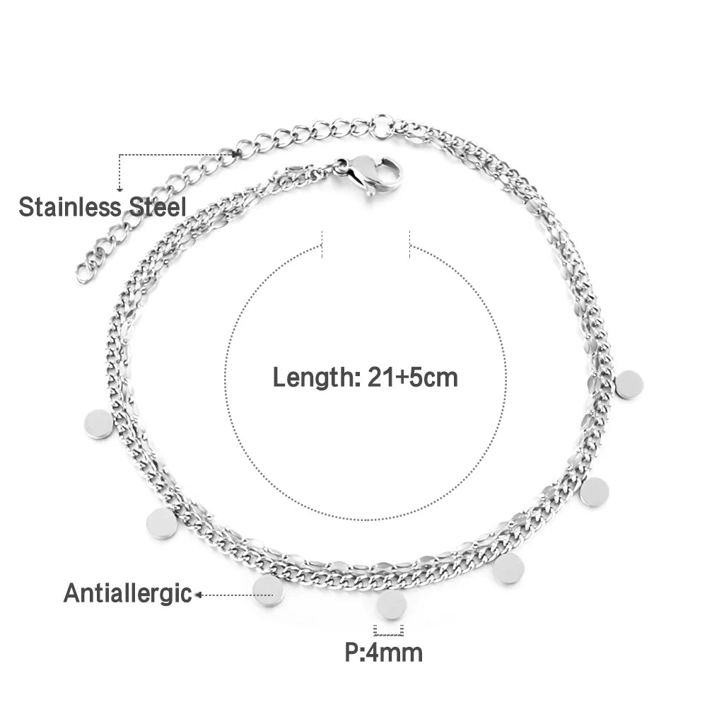 Tobillera Trébol 4 Hojas Acero Inoxidable Oro | Joyería Playa Verano
