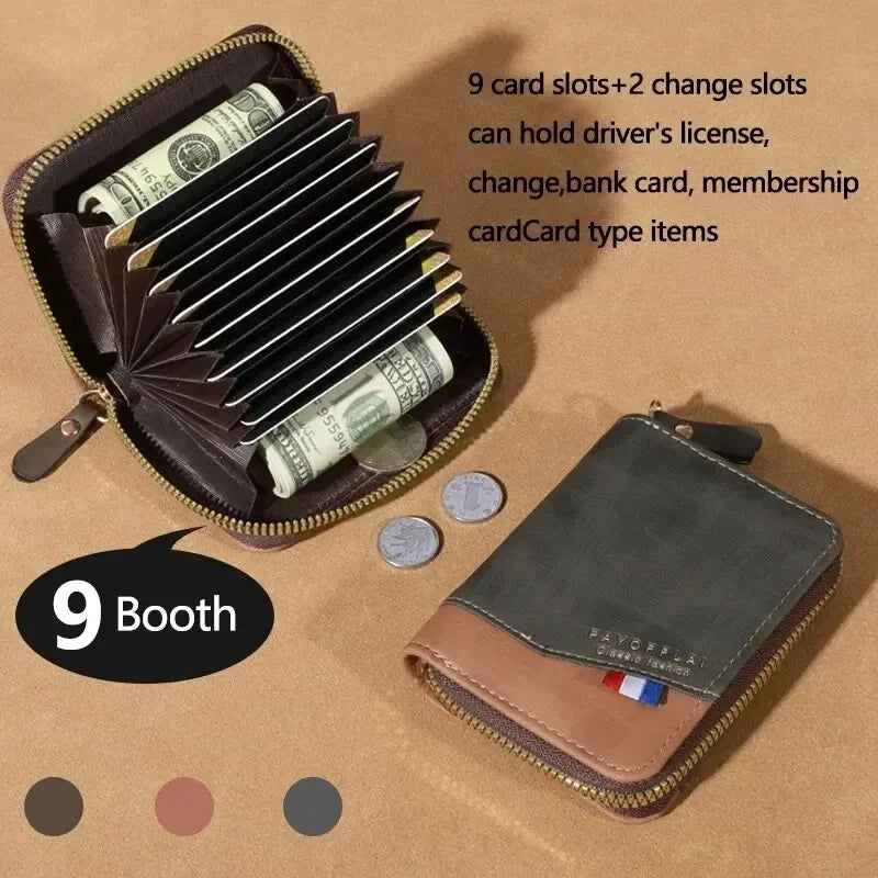 Tarjetero Multifuncional Personalizado Nombre Cuero PU Oro | Billetera Ejecutiva