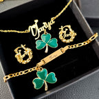 Collar Trébol DUOYIN Acero Inoxidable Oro 18K | Conjunto Joyería Mujer