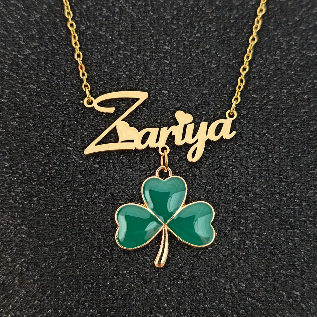 Collar Trébol DUOYIN Acero Inoxidable Oro 18K | Conjunto Joyería Mujer