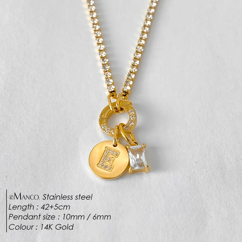 Collar Inicial Personalizado Acero Inoxidable Oro 18K | 26 Letras Circonita