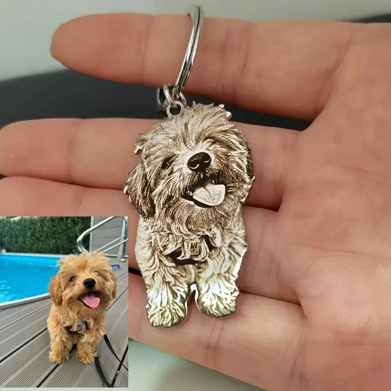 Llavero Personalizado con Foto de Mascota | Acero Inoxidable Oro
