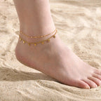 Tobillera Trébol 4 Hojas Acero Inoxidable Oro | Joyería Playa Verano