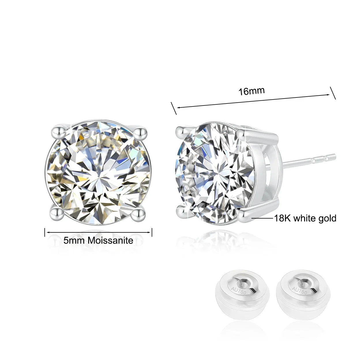 Pendientes Moissanita Certificada Oro 18K | Lujo Atemporal Mujer