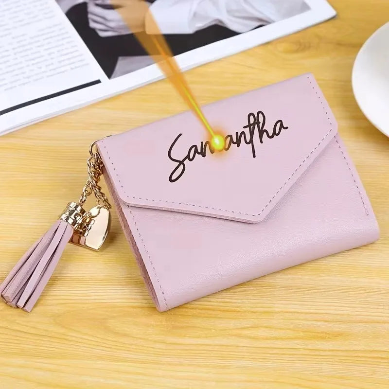 Billetera Cuero Genuino Personalizada con Nombre Mujer | Detalles con Alma