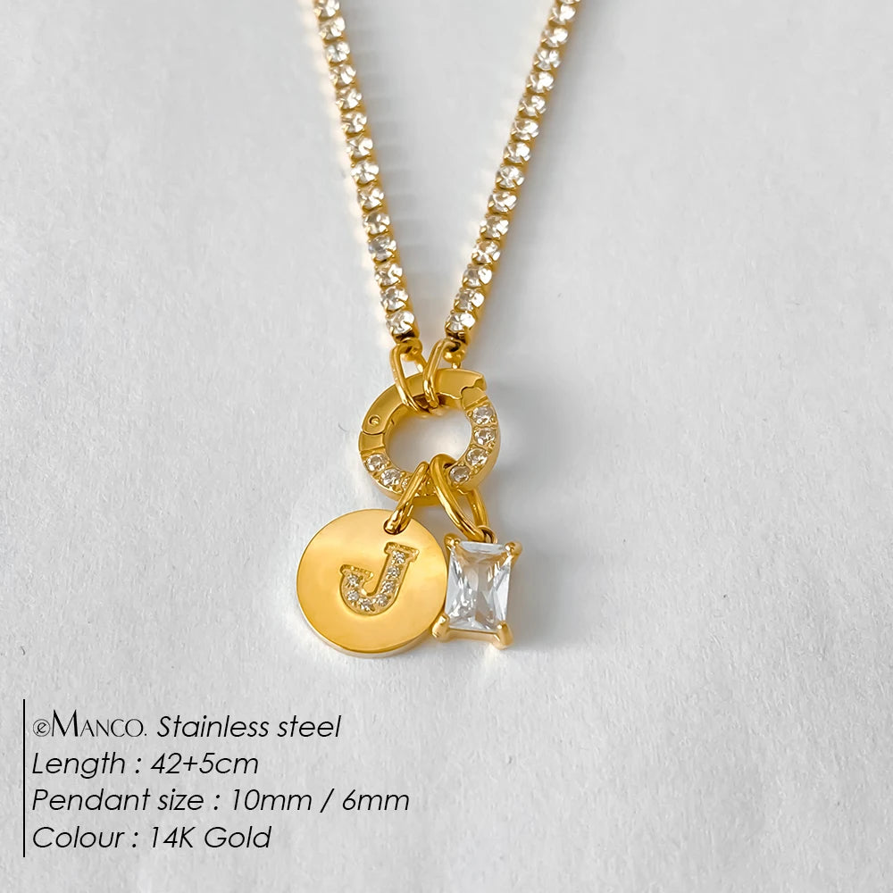 Collar Inicial Personalizado Acero Inoxidable Oro 18K | 26 Letras Circonita