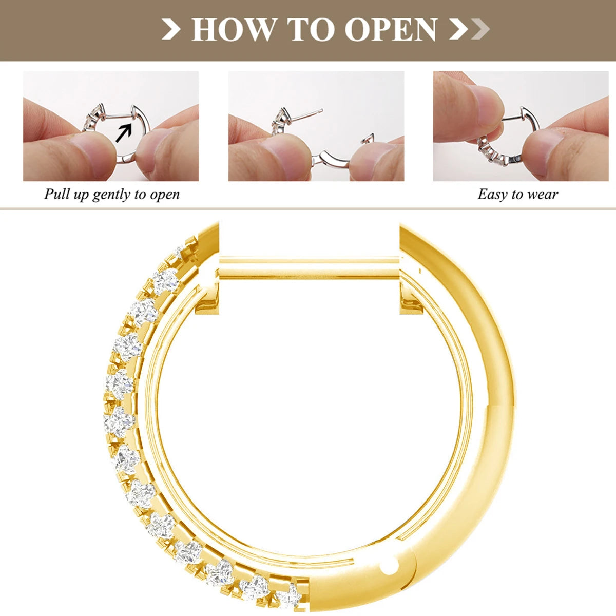 Aros de Moissanita VVS1 Oro Blanco 18K | Pendientes Lujo Kirin Palace