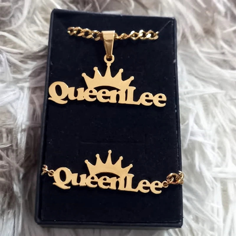 Conjunto Joyería Infantil Personalizado Acero Inoxidable | Collar Pulsera Niña