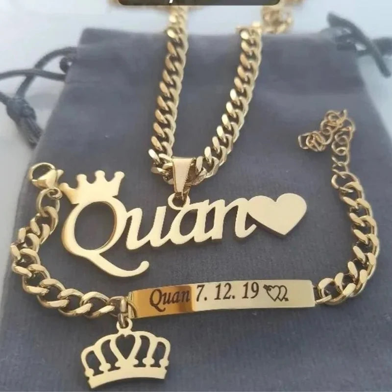Conjunto Joyería Infantil Personalizado Acero Inoxidable | Collar Pulsera Niña