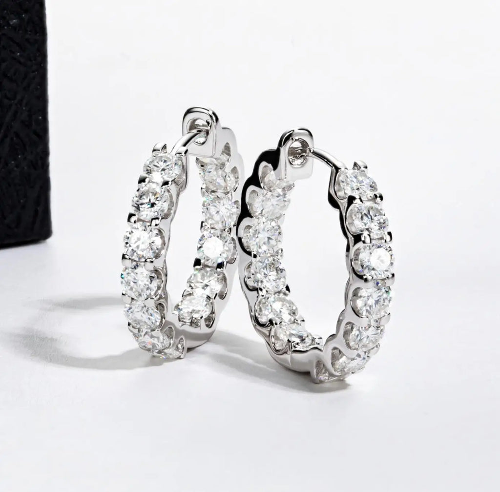 Pendientes Moissanita Plata 925 Chapado Oro 18K | Lujo Certificado Mujer