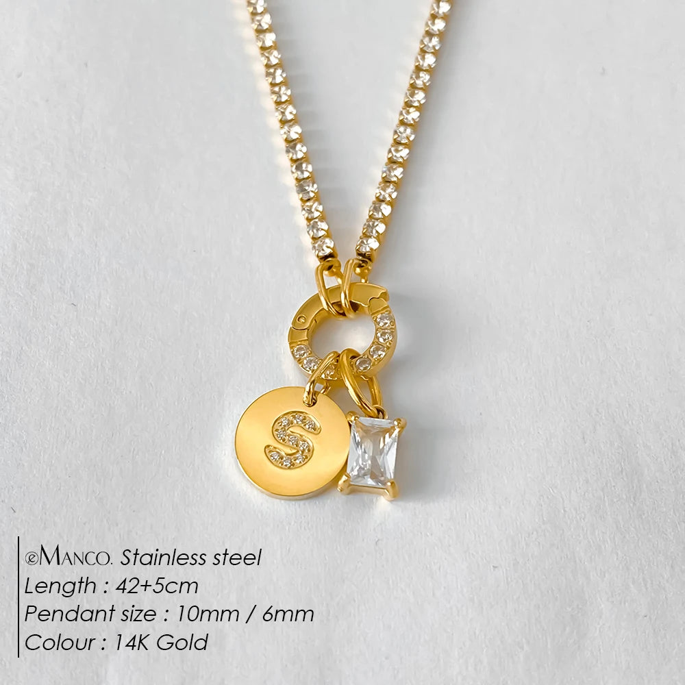 Collar Inicial Personalizado Acero Inoxidable Oro 18K | 26 Letras Circonita