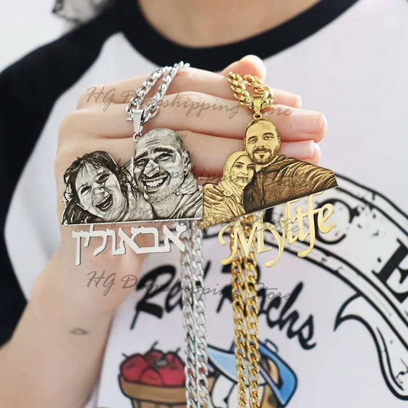 Collar Silueta Personalizada Foto Grabado Láser | Regalo Familia Navidad