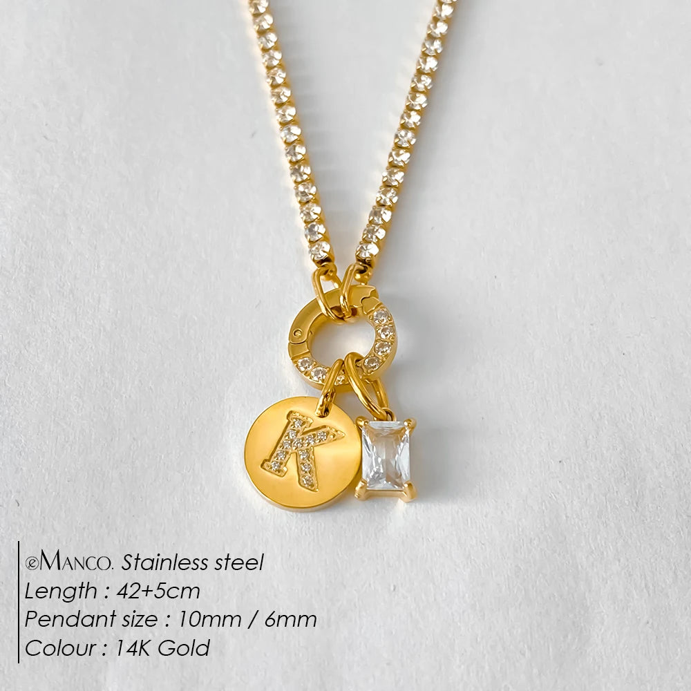 Collar Inicial Personalizado Acero Inoxidable Oro 18K | 26 Letras Circonita