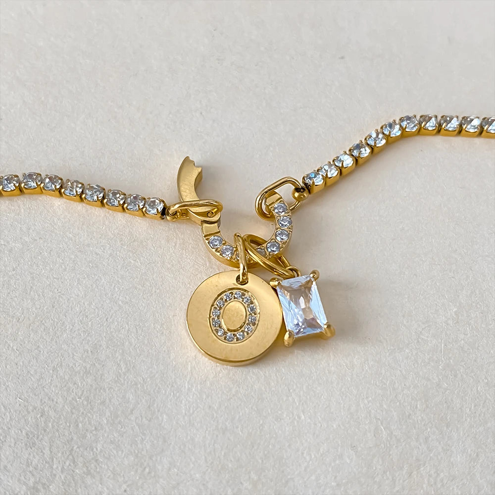 Collar Inicial Personalizado Acero Inoxidable Oro 18K | 26 Letras Circonita