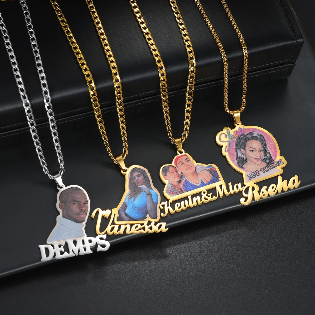 Collar Personalizado con Foto y Nombre Grabado - Acero Inoxidable Premium