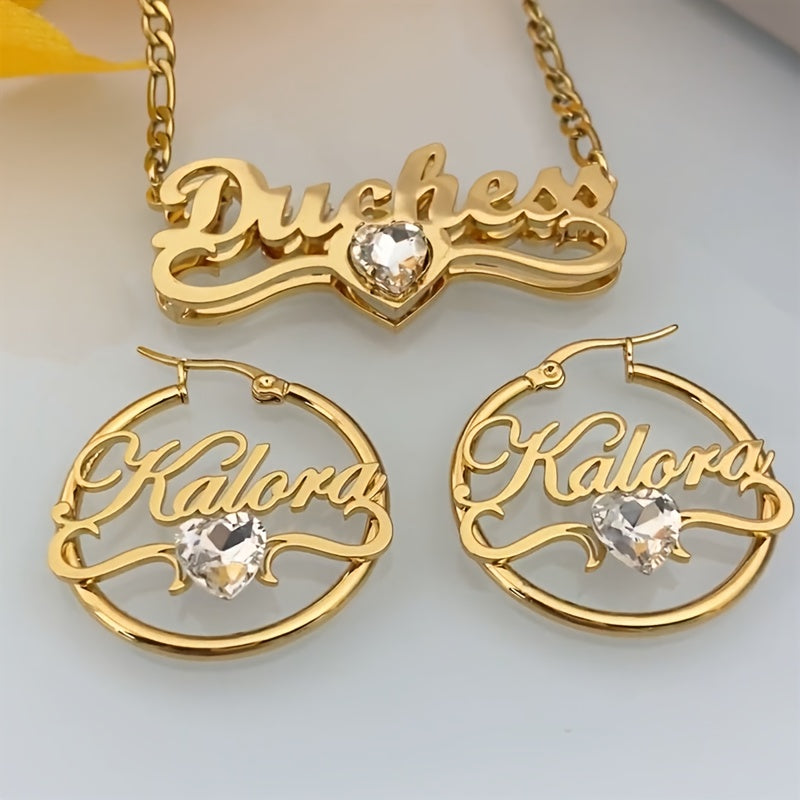 Set Collar y Aros Personalizado con Nombre y Piedra Nacimiento | Detalles con Alma